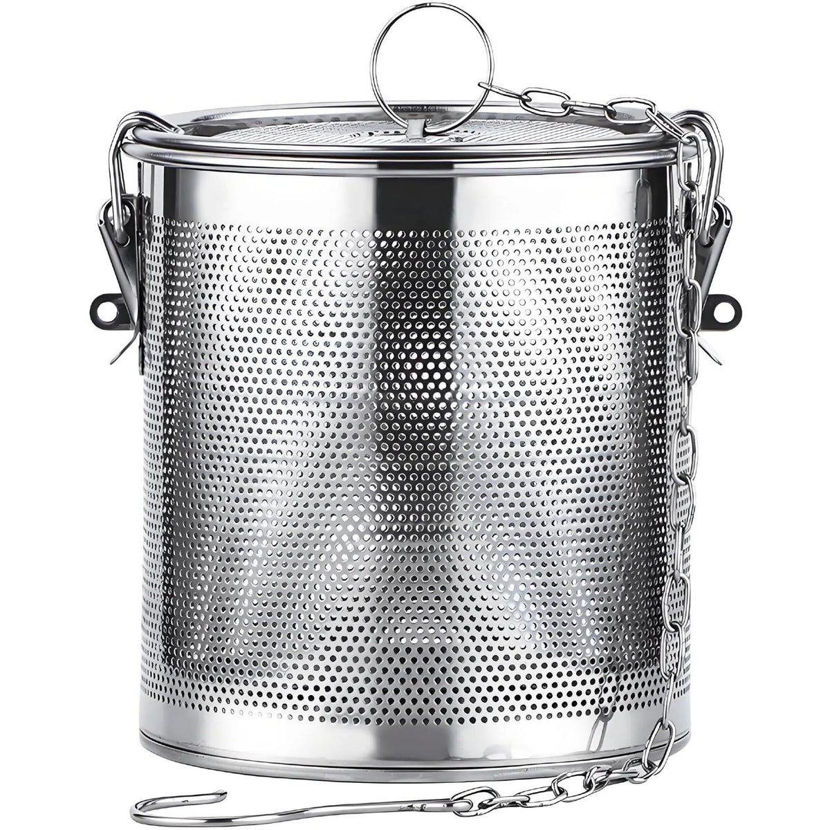 Vexillaris Stainless Steel Spice Infusion Basket, Large Cooking Spice Strainer, Mesh Design Strainer Soup Separator Basket with Chain Hook, Suitable for Home Kitchens (3.2L)