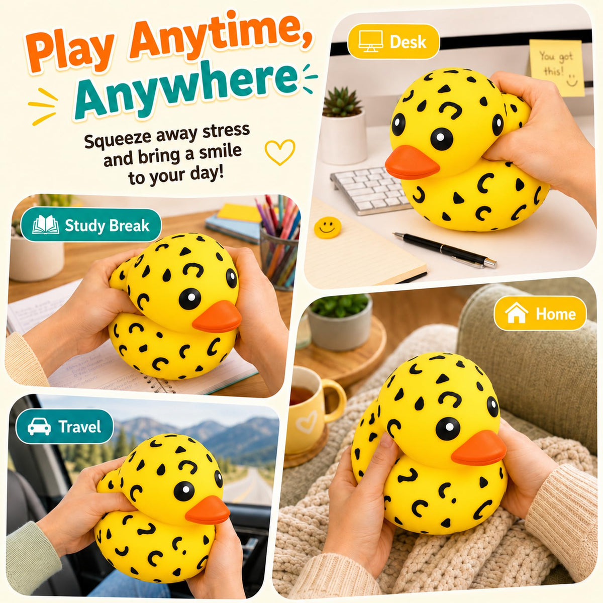 Jumbo Duck Squishy, Giant Soft Slow Rising Duck Stress Relief Squeeze Toy