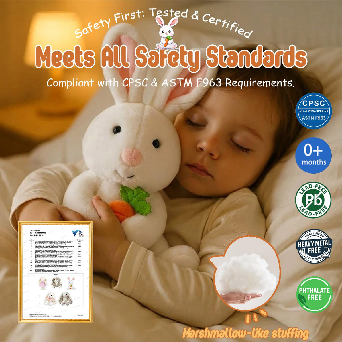 okegztoa Bunny Plushie Holding Carrot Stuffed Animal Soft Toy Foodie Vegetable Theme Easter Basket Stuffers Gifts for Baby Boy Kids Children Nursery Room Decor Holiday Spring Surprise 10.6 Inch 5.1 oz