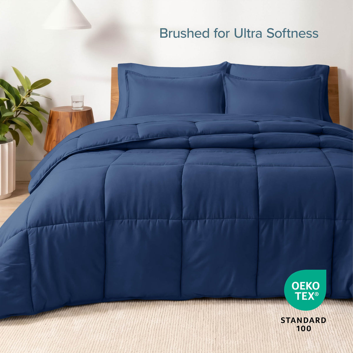 Bare Home Bed-in-A-Bag 5 Piece Set (Twin XL, Dark Blue/Dark Blue)