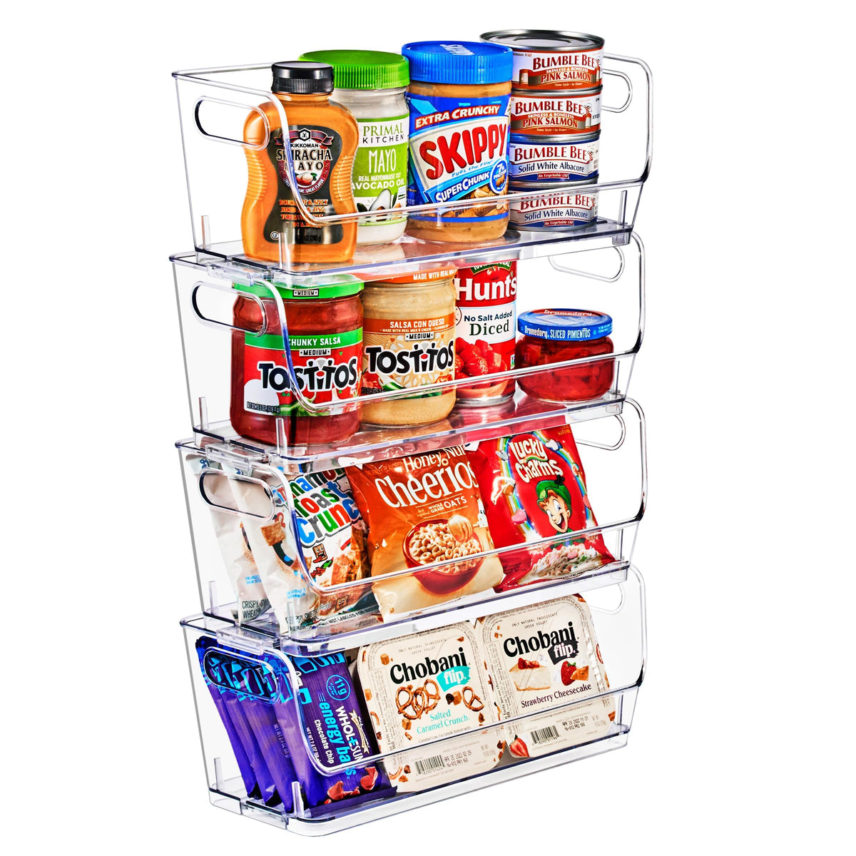 Sorbus Clear Pantry Organizer with Stackable Storage Bins, Open Front