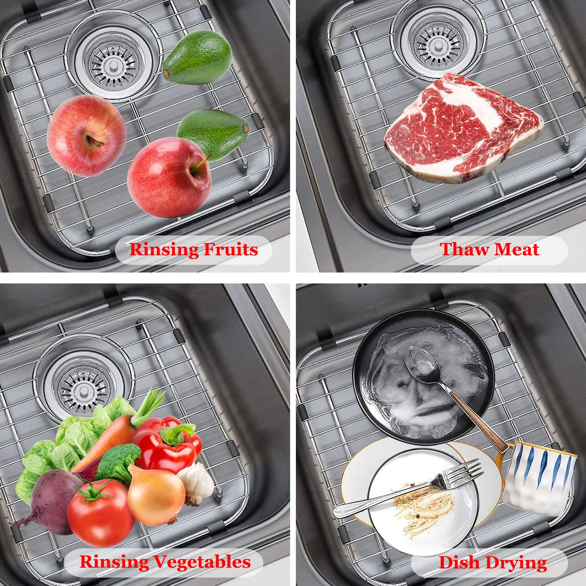 Orgneas Sink Protectors for Single Bowl Kitchen Sink Centered Drain