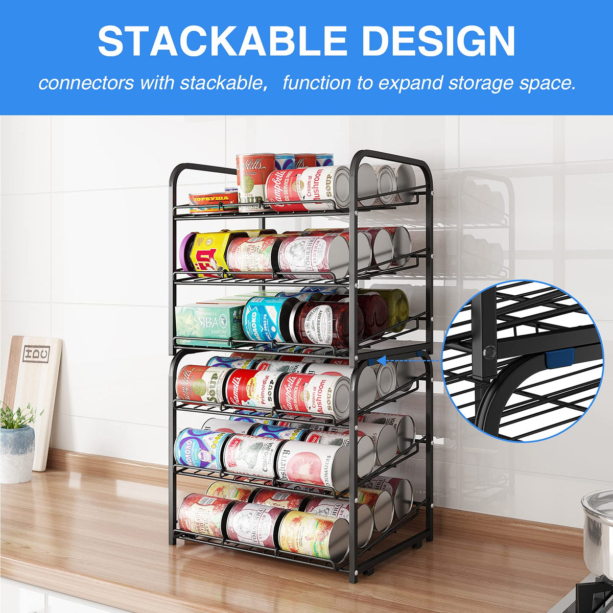 AIYAKA Can Rack Organizer,3 Tier Stackable Can Storage Dispenser,Bronze