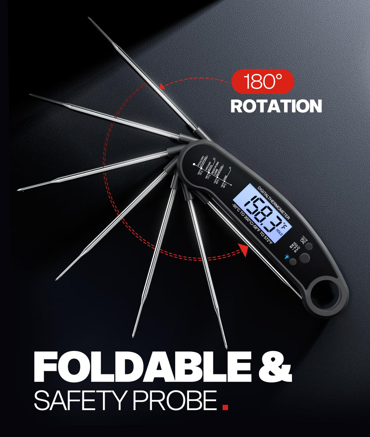 Meat Thermometer Digital, 1-2 Sec Instant Read, Grilling, Cooking, Food