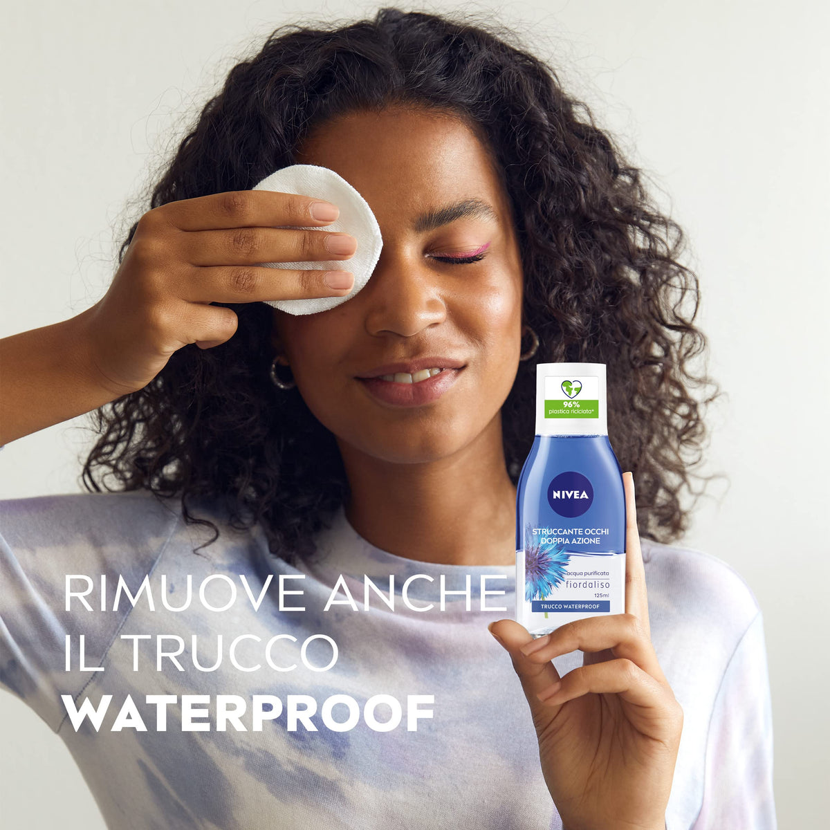 NIVEA Double Action Eye Makeup Remover with Purified Water and Cornflower Extracts Eliminate Waterproof Makeup - 4 x 125ml Bottles