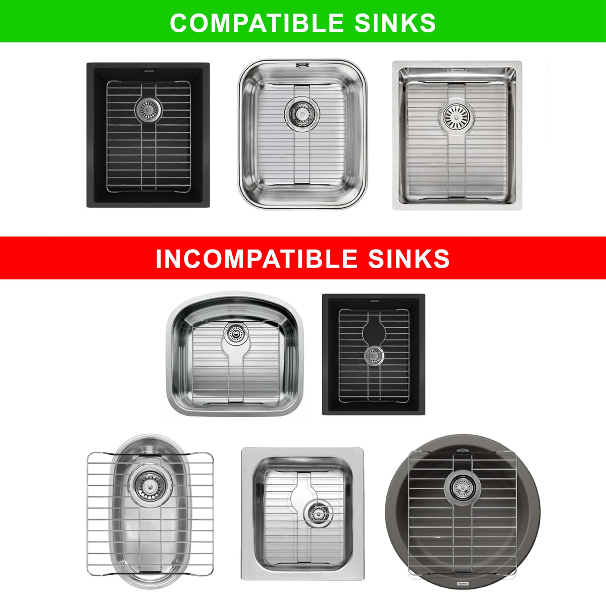 SunnyPoint 304 Stainless Steel Sink Protector Rack With Rear Drain Hole – Rust-Resistant Grid for Kitchen Sink Bottom, Scratch Prevention - Rear Drain Hole Required (16" X 13")