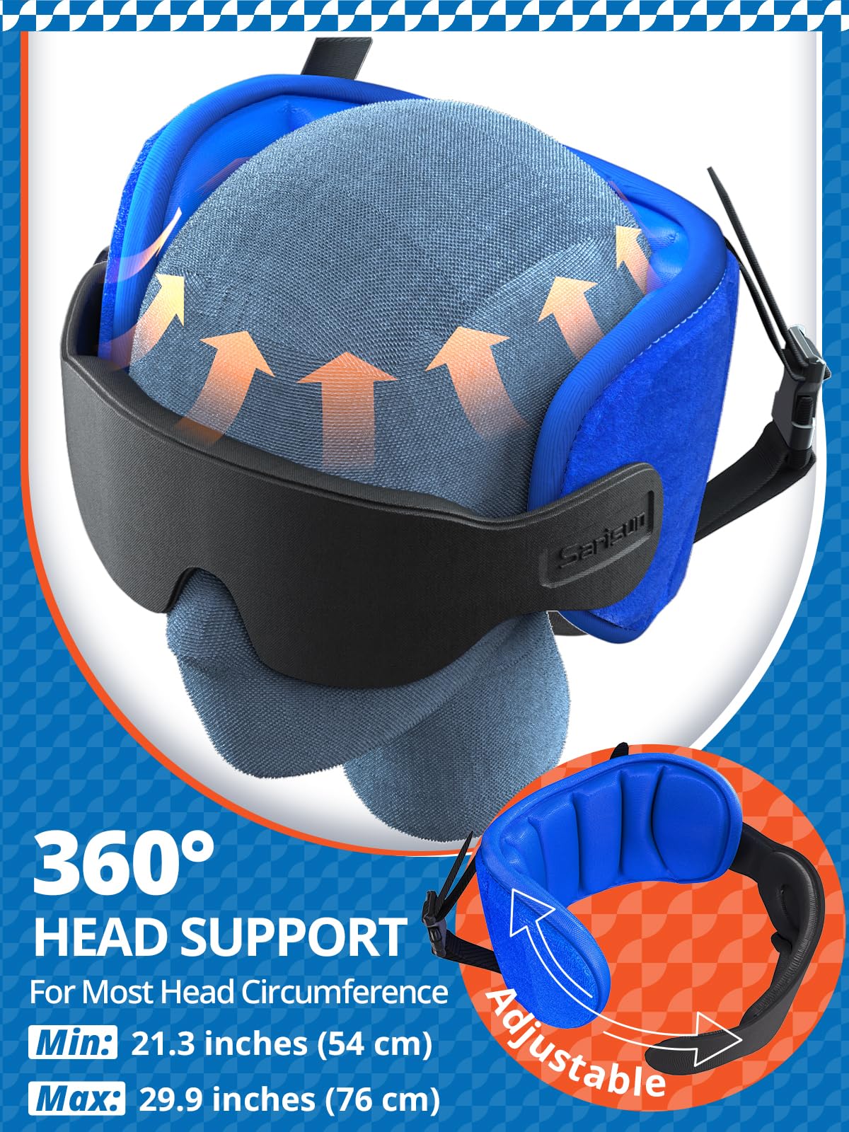 SARISUN Travel Pillow for Airplanes Sleep, Seat Strap for Stable Support