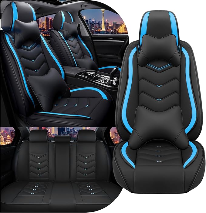 CTDS Car Seat Covers for Honda Accord 2000-2026, Stylish Sport Seat Cover, Premium Nappa Leather Car Seat Cover. Automobile Seat Covers Sets.(Luxury 5 Seats/Black Blue)
