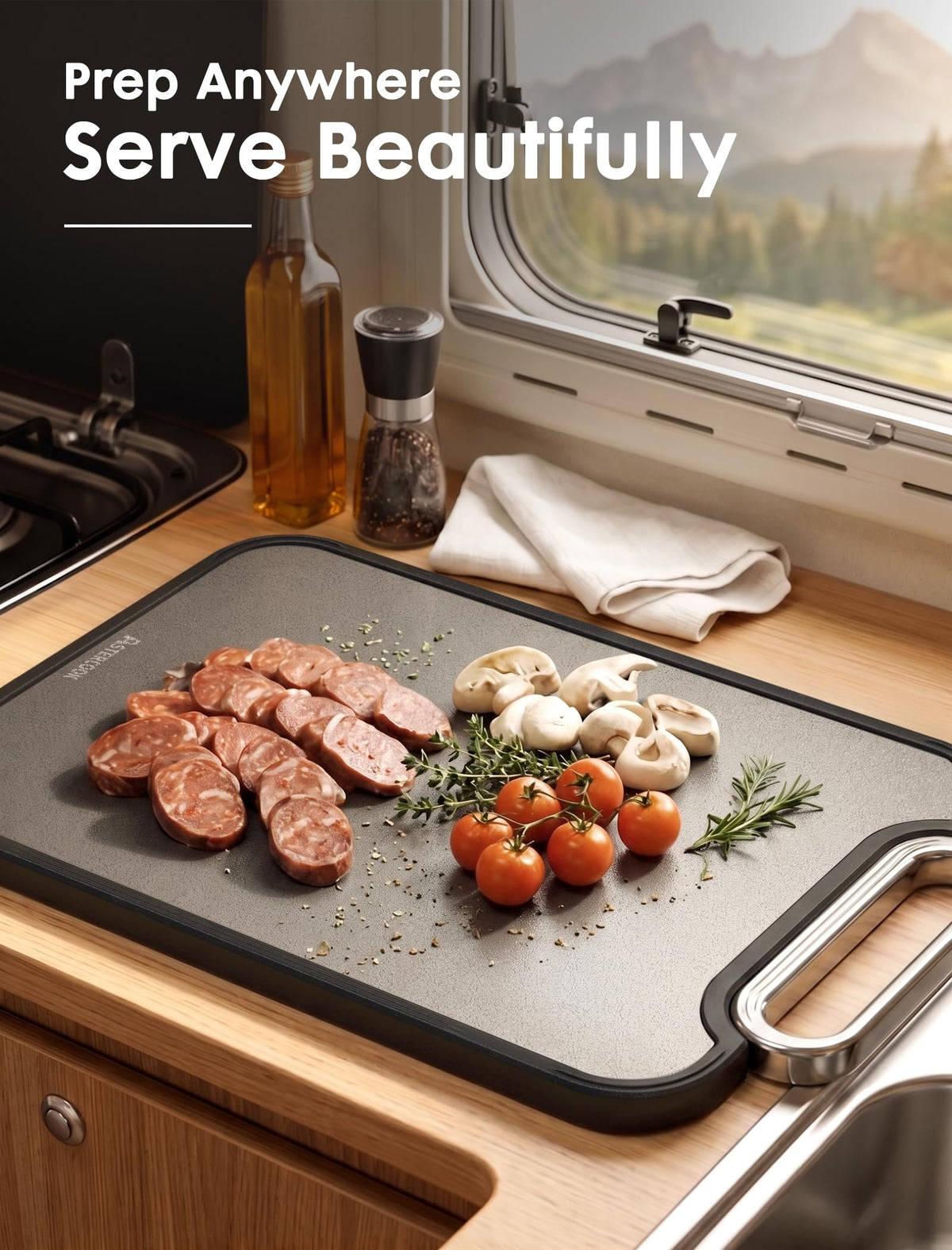 Astercook Titanium Cutting Board for Kitchen, 2-in-1, 16 x 11 in