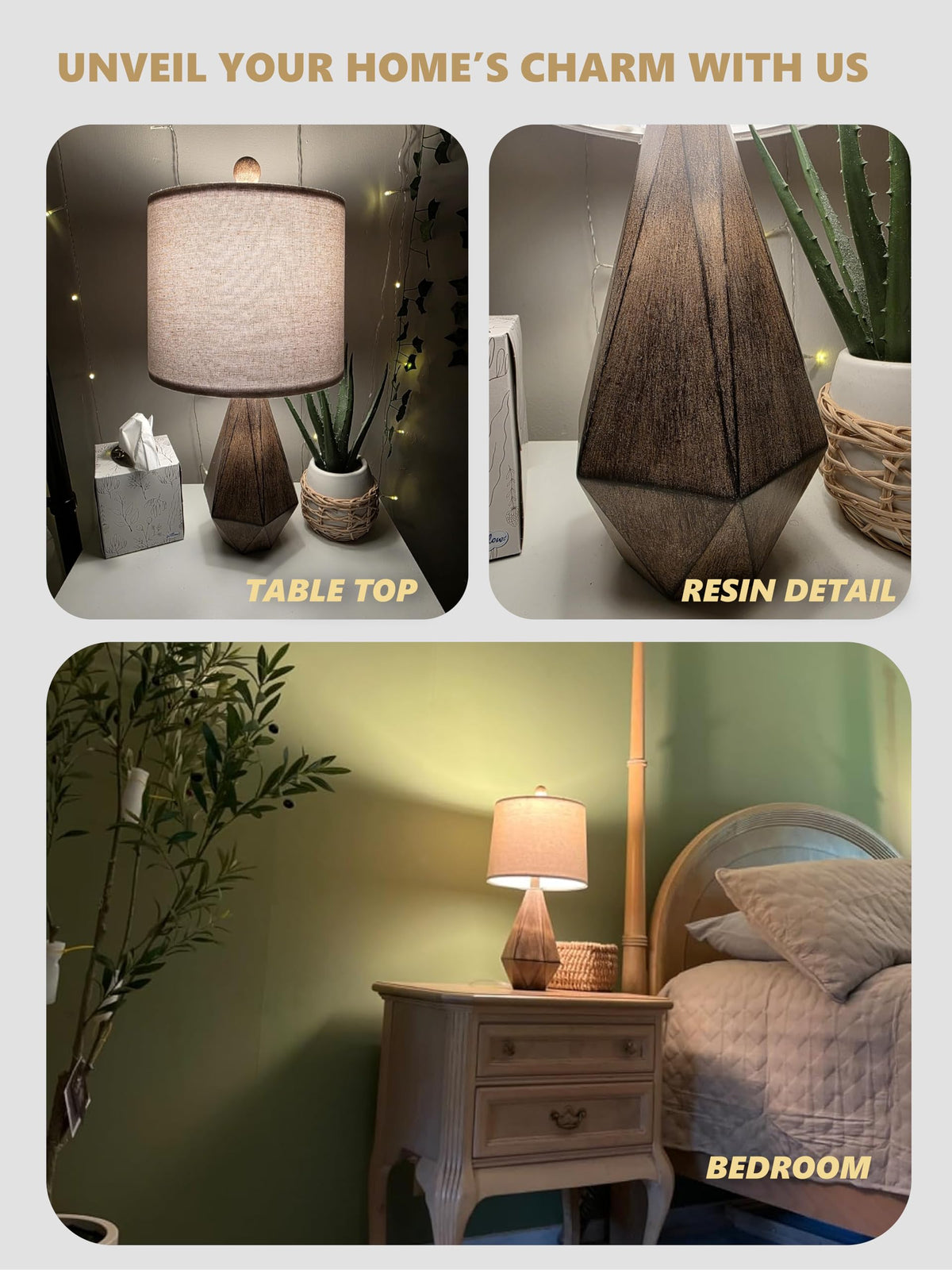 PoKat 20.25" Retro Farmhouse Table Lamp Set of 2, Small for Bedside, Brown