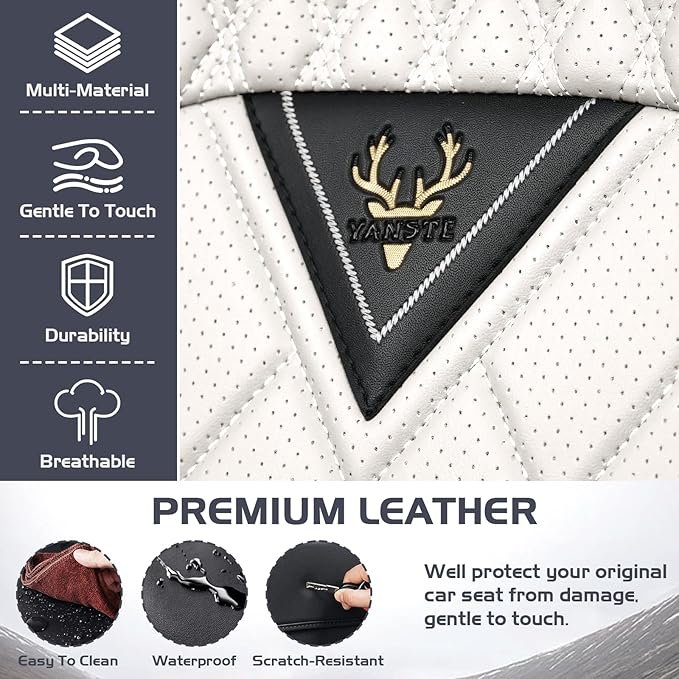 Truck Seat Covers for Toyota Tacoma 2006-2026, Waterproof Premium Leather Full Coverage Car Seat Cover, Muscle Sport Style Auto Interior Seat Cover Sets (Front Set/Black White)