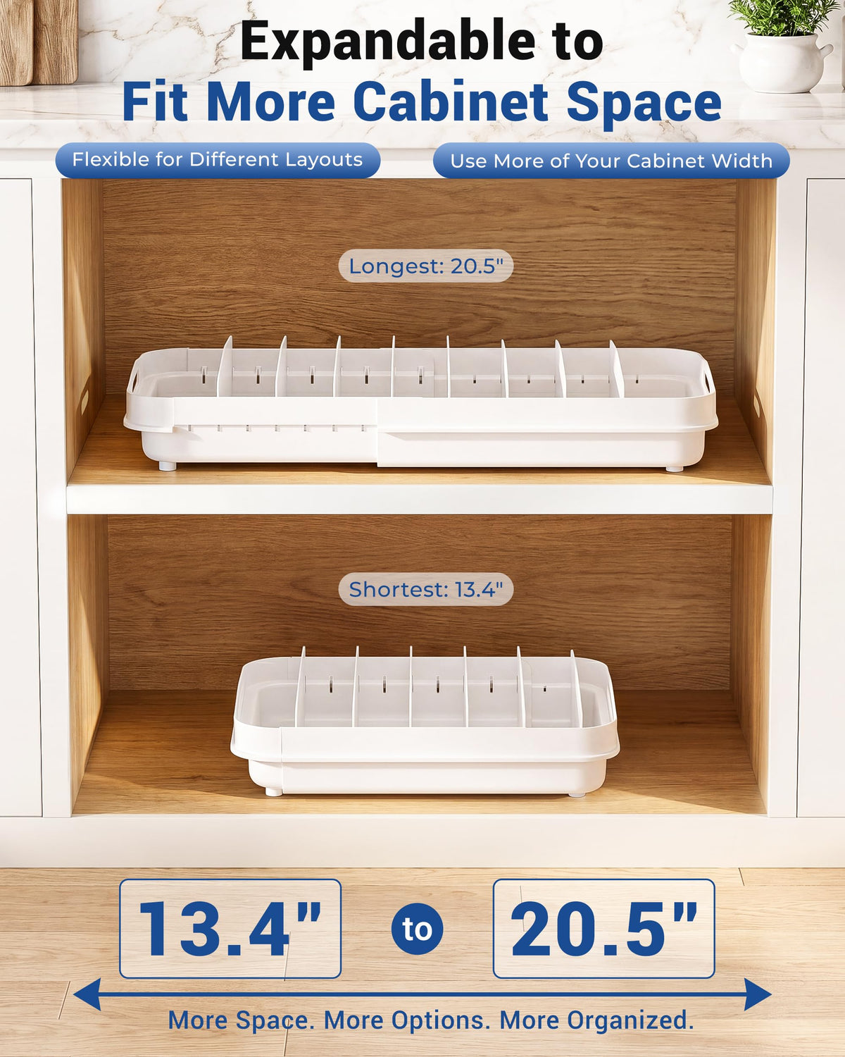 EVERIE Expandable Food Container Lid Organizer for 12-Inch Deep Cabinets
