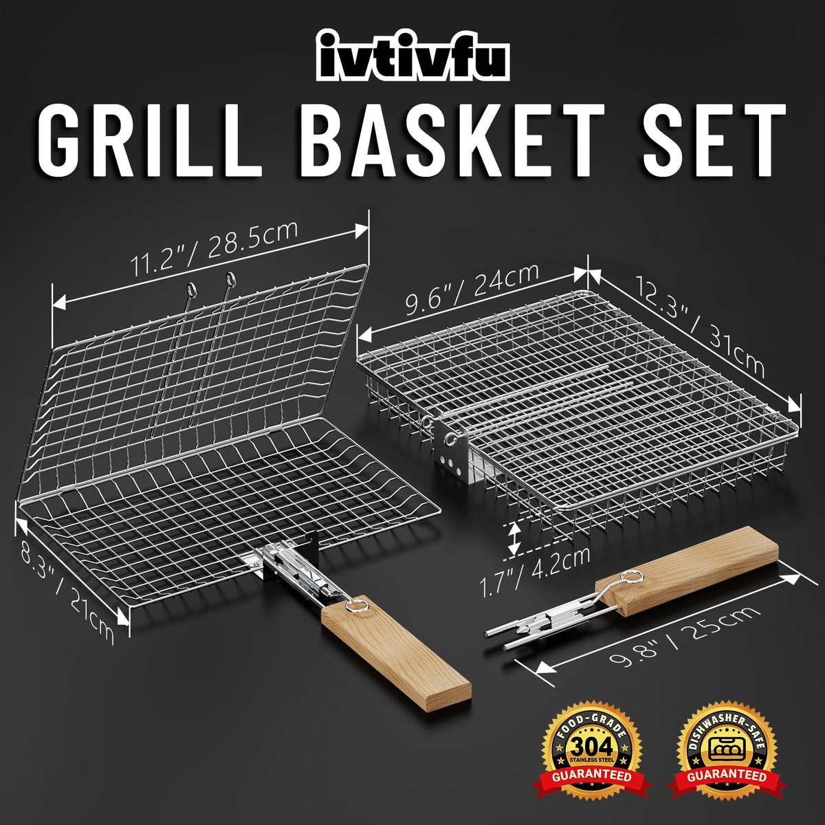 Nesting Grill Basket Set, BBQ Accessories, Outdoor Camping, Gifts for Men