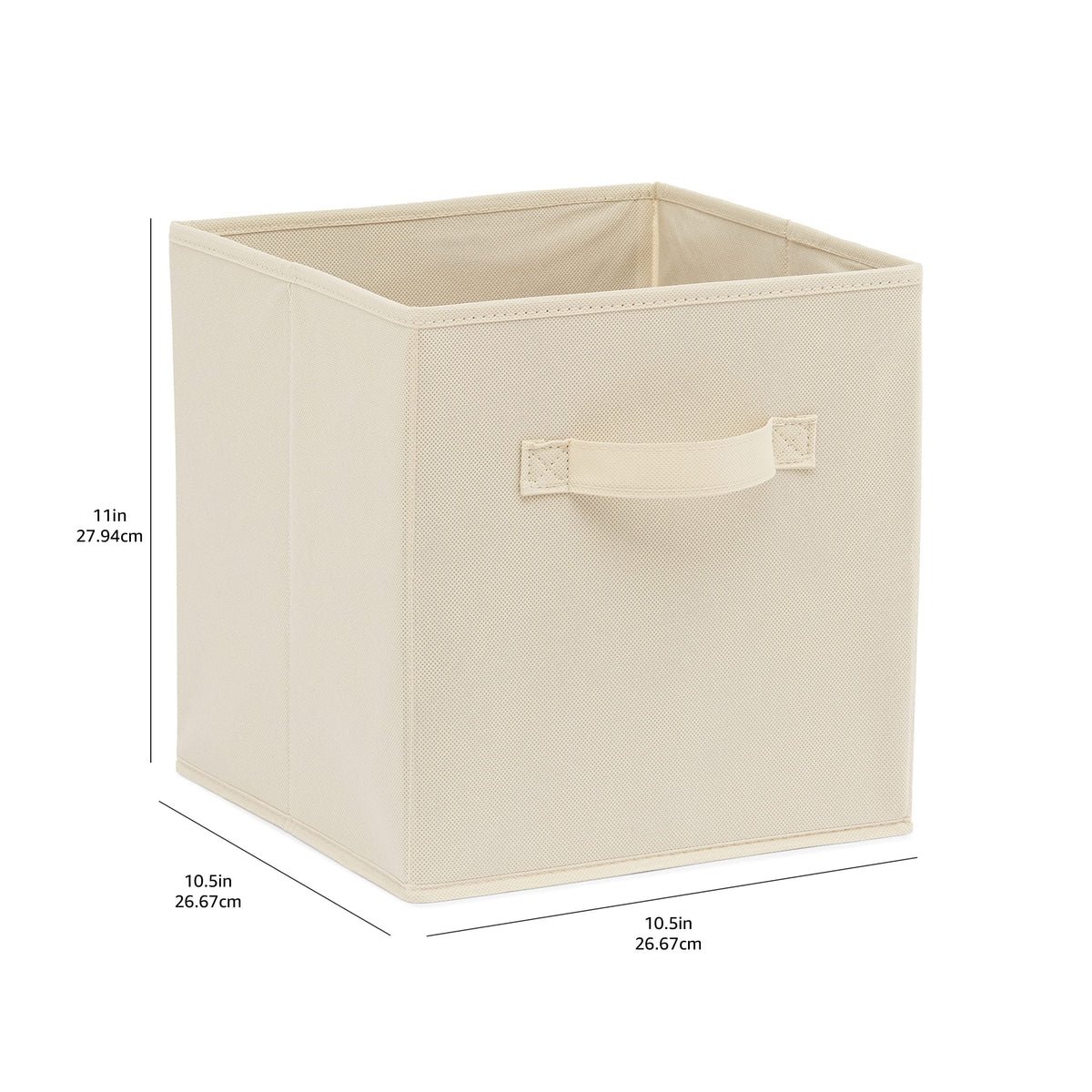 Amazon Basics Collapsible Fabric Storage Cubes Organizer with Handles, Sturdy Storage Bins for Organization, 10.5" x 10.5" x 11", Beige, 6-Pack