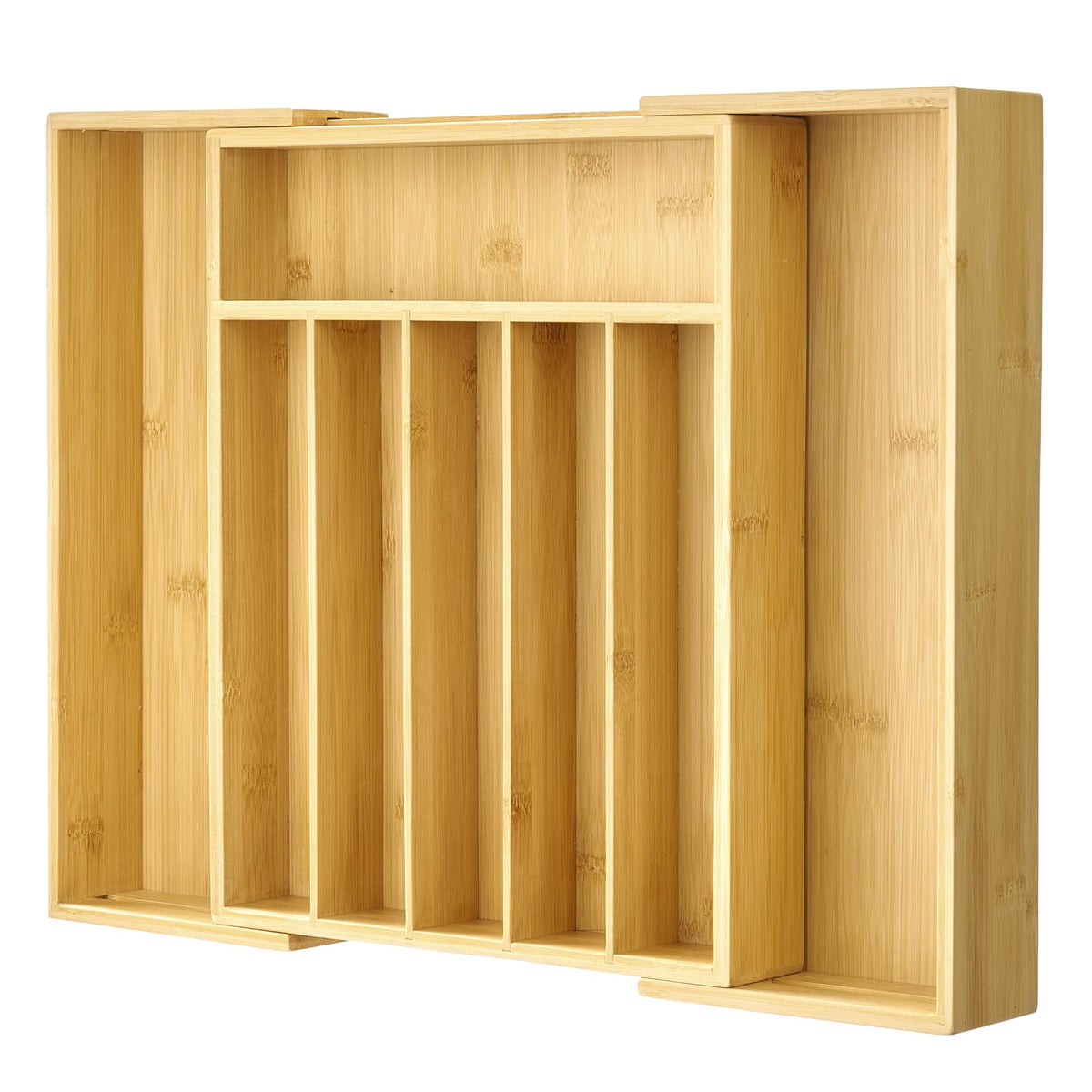 Vtopmart Expandable Bamboo Drawer Organizer for Kitchen, Adjustable Tray