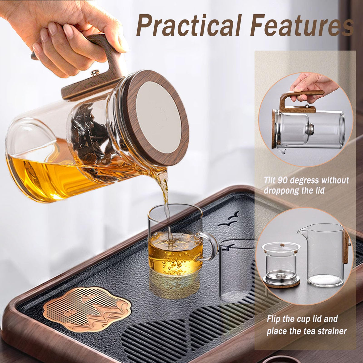 Enchanti Tea Pot Magic Teapot with Strainer Magnetic Glass Teapot
