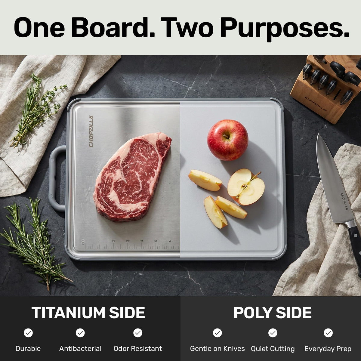 Chopzilla XL Double Sided Titanium Cutting Board - 15.75" x 10.5"