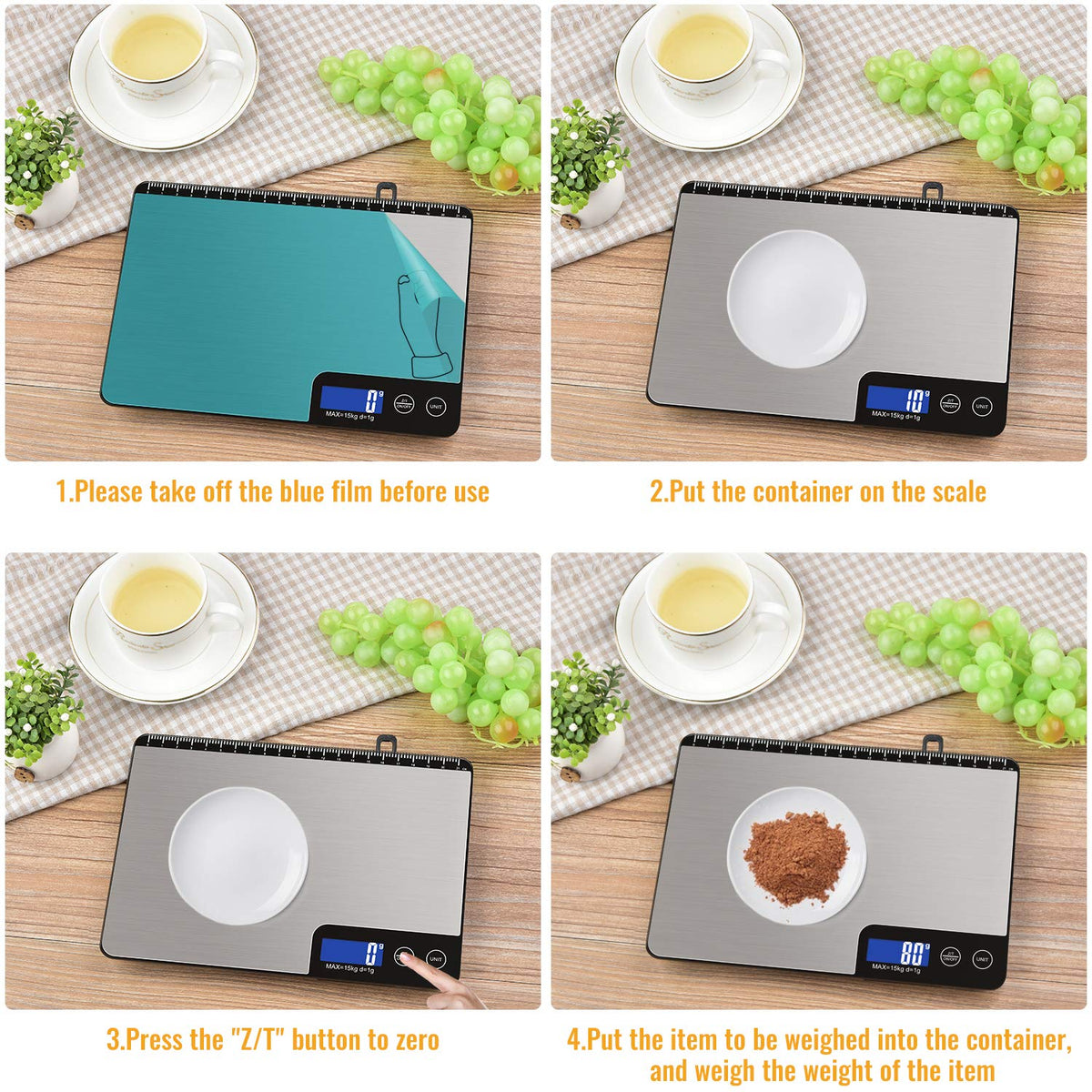 Diyife 33lb Digital Kitchen Scale with Large Weighing Area (9 in)