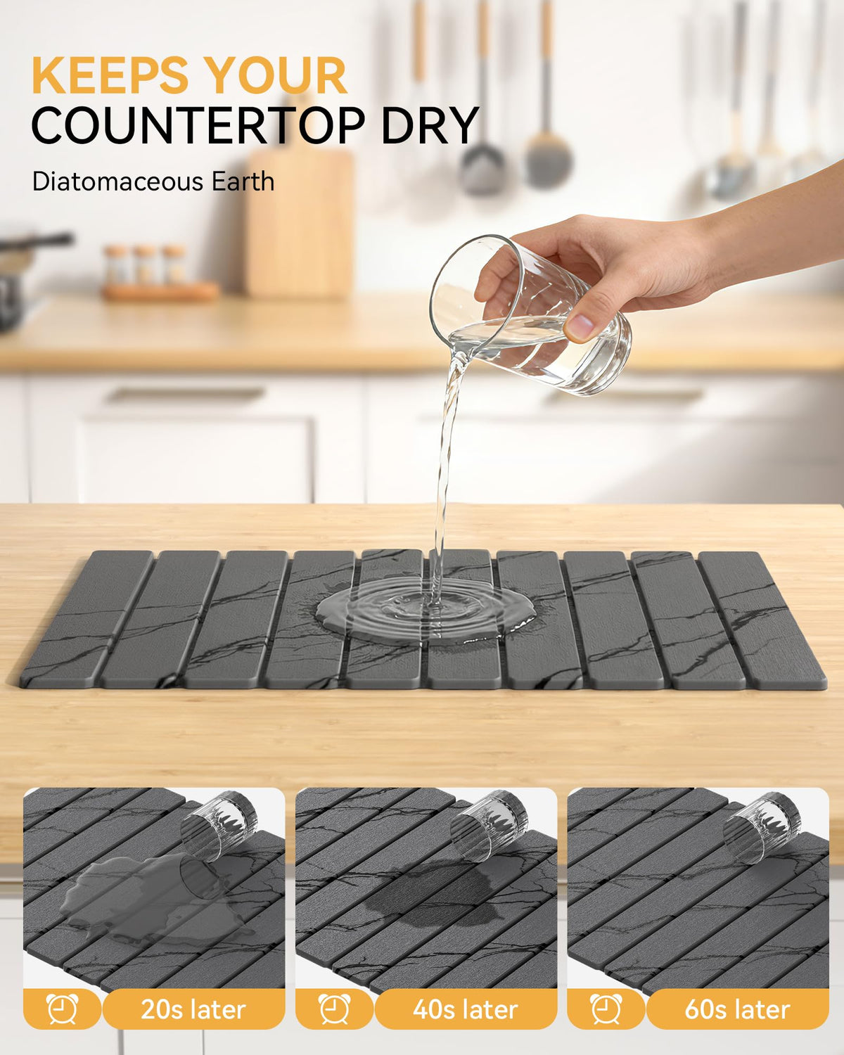 Yofidra Stone Dish Drying Mat for Kitchen Counter, Quick Dry Absorbent
