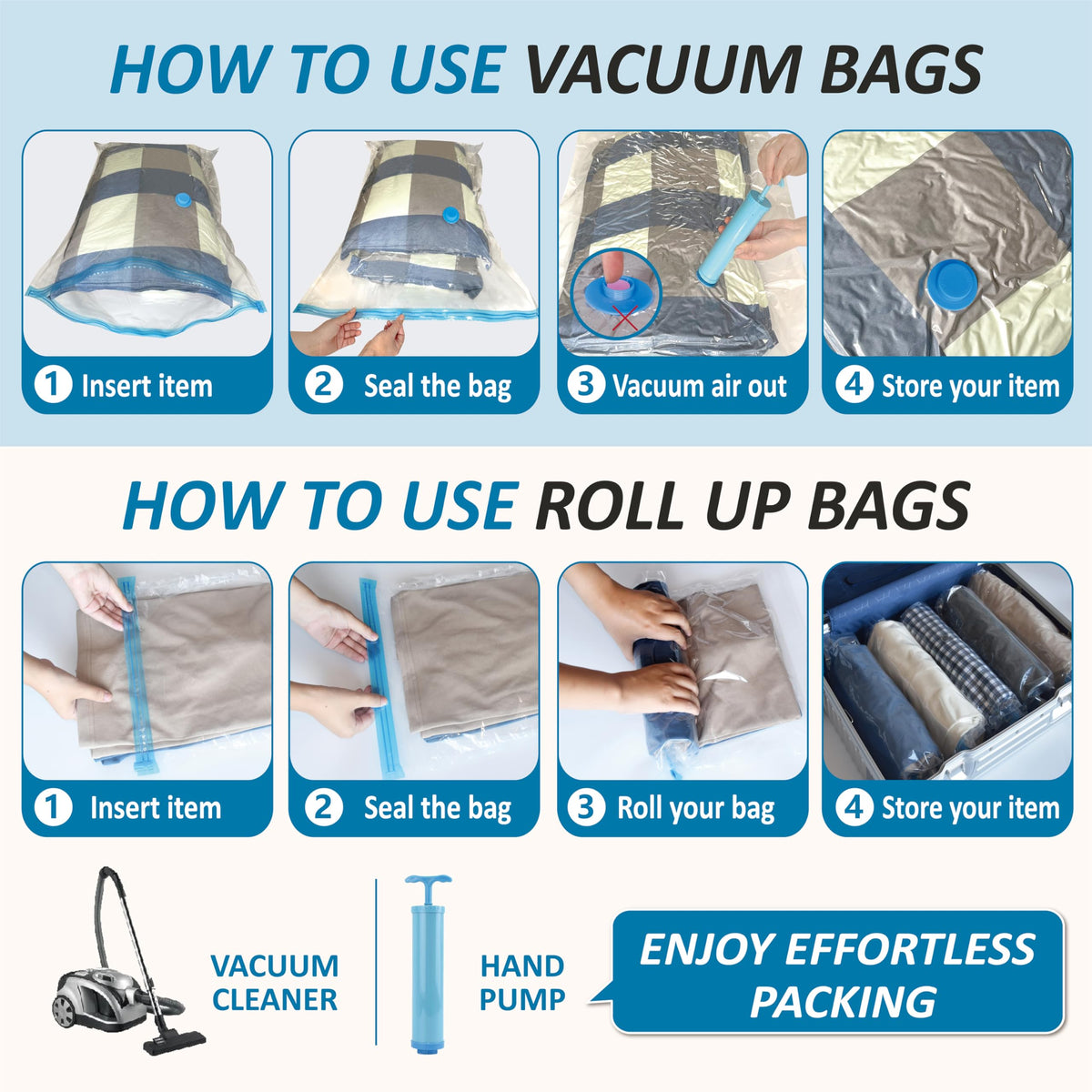 Vacuum Storage Bags with Hand Pump, Vacuum Seal Space Saver Bags,20 Combo