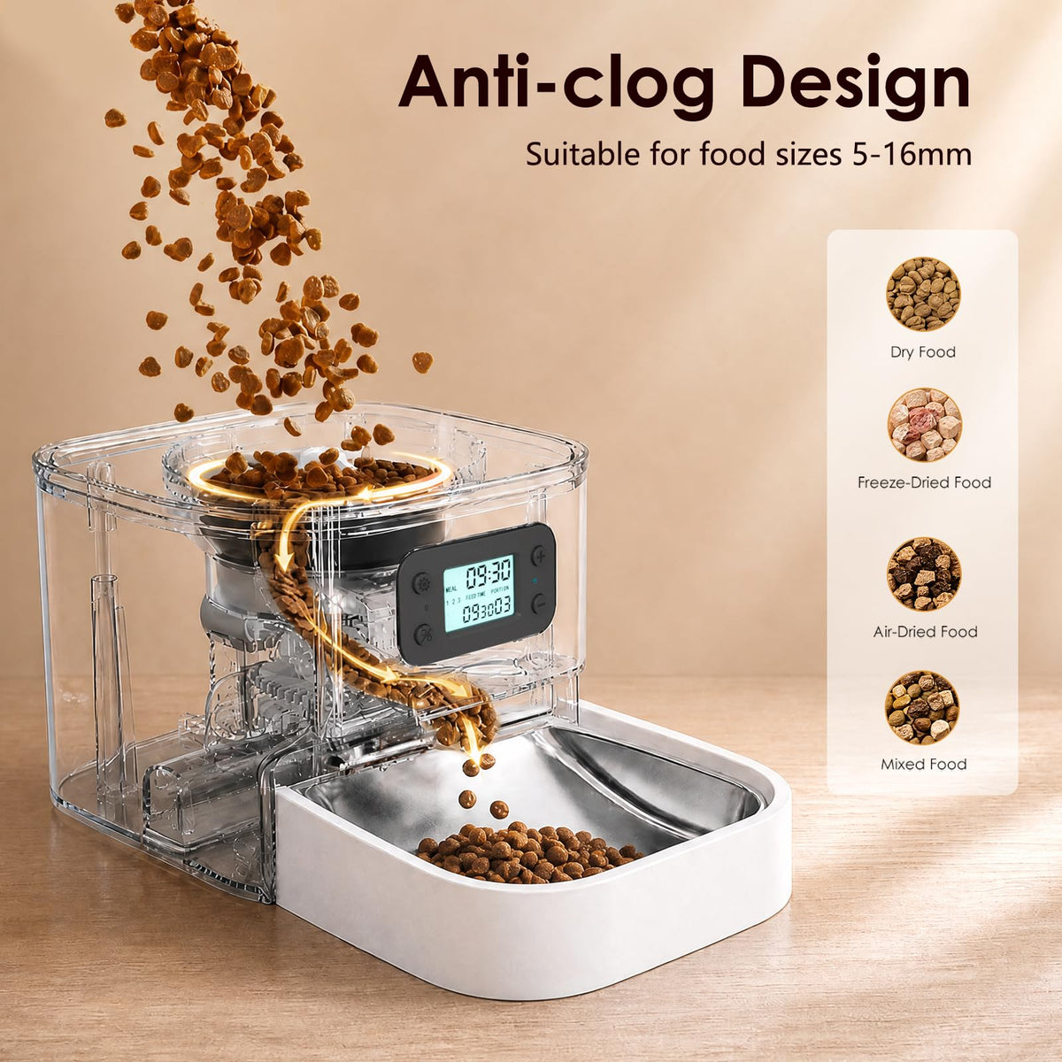 Automatic Cat Feeder 7L, 9 Meals/Day Food Dispenser for Cats Small Dog Pet
