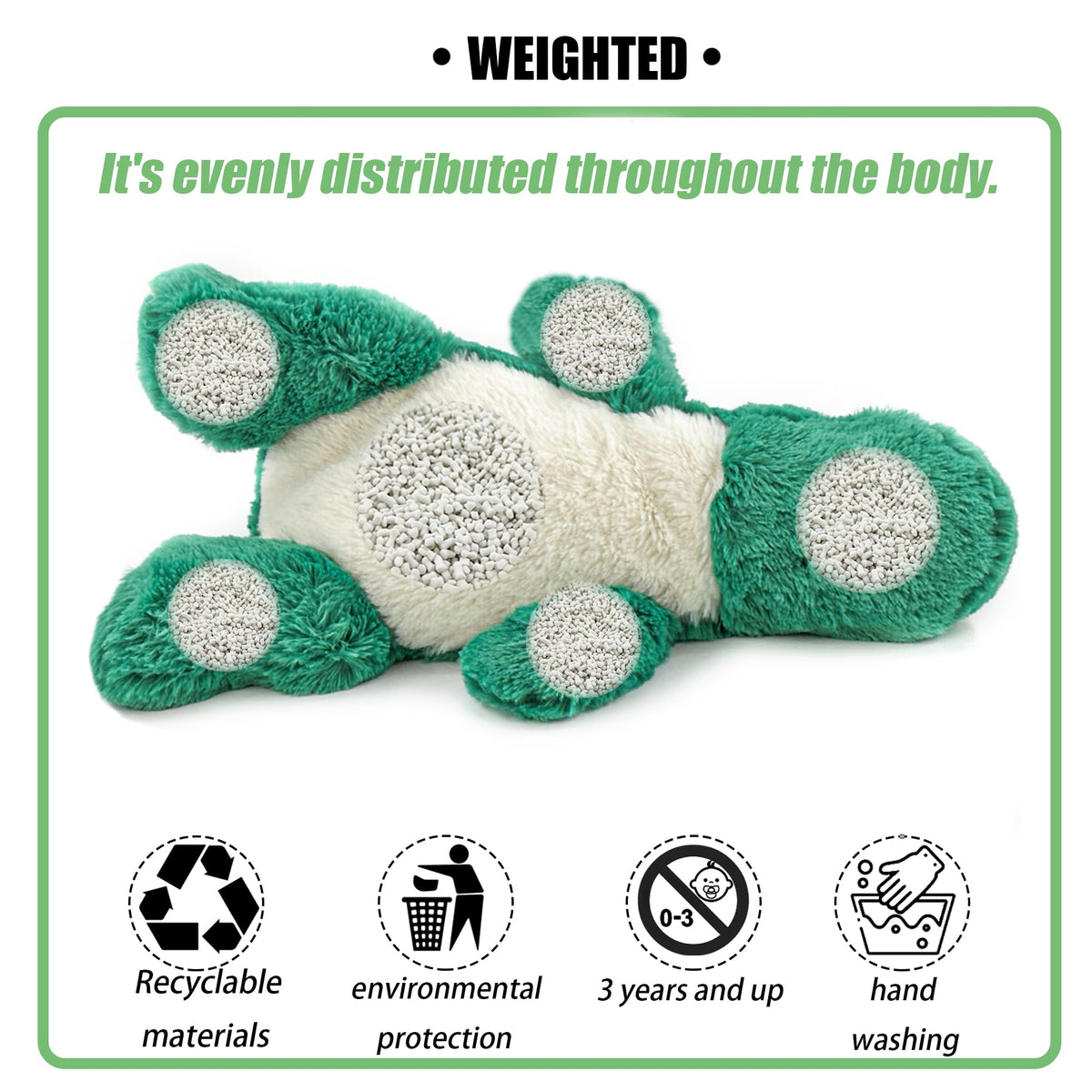 YOUBLEK 16" 2 Lb Green Dinosaur Weighted Stuffed Animals, Plush Pillow Toy