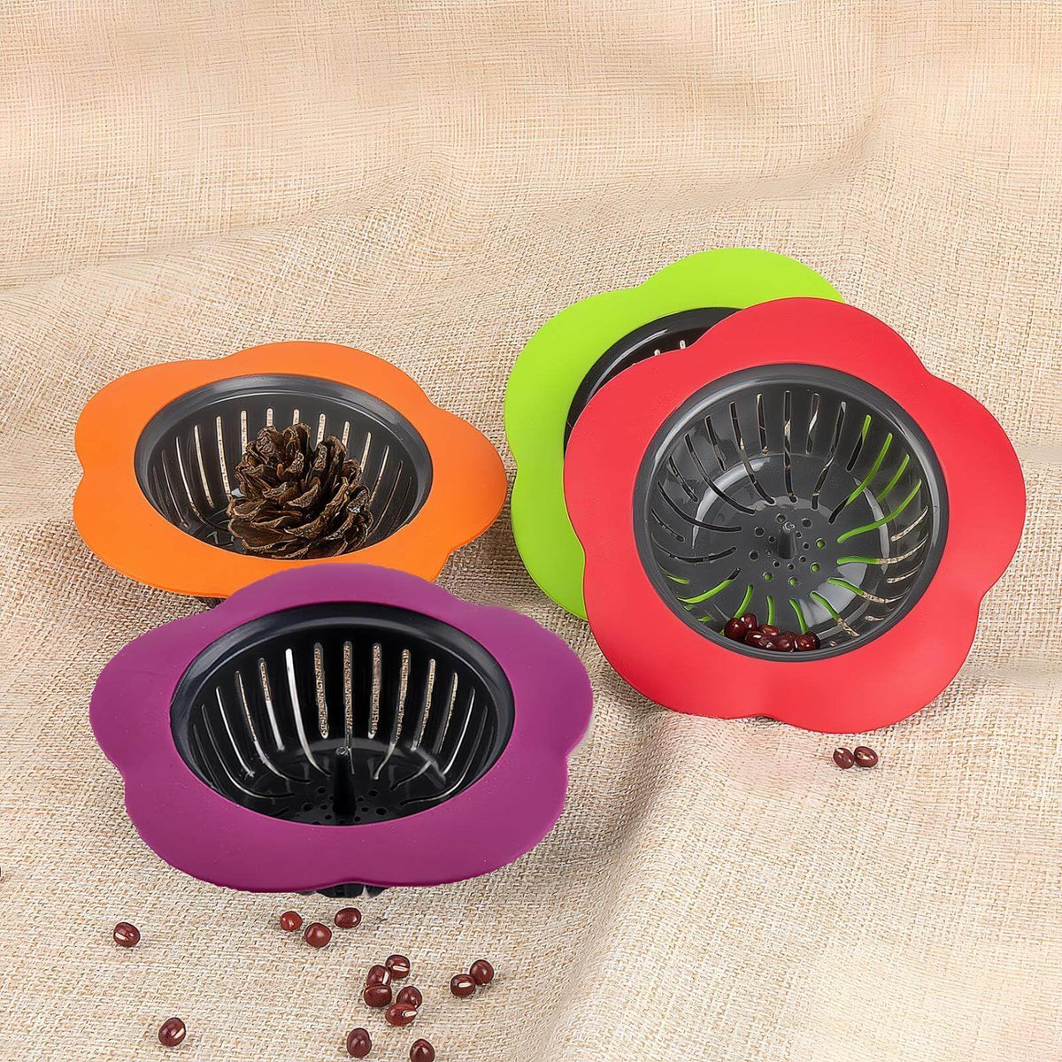JIANYI Silicone Sink Drain Strainer, 4 Pack