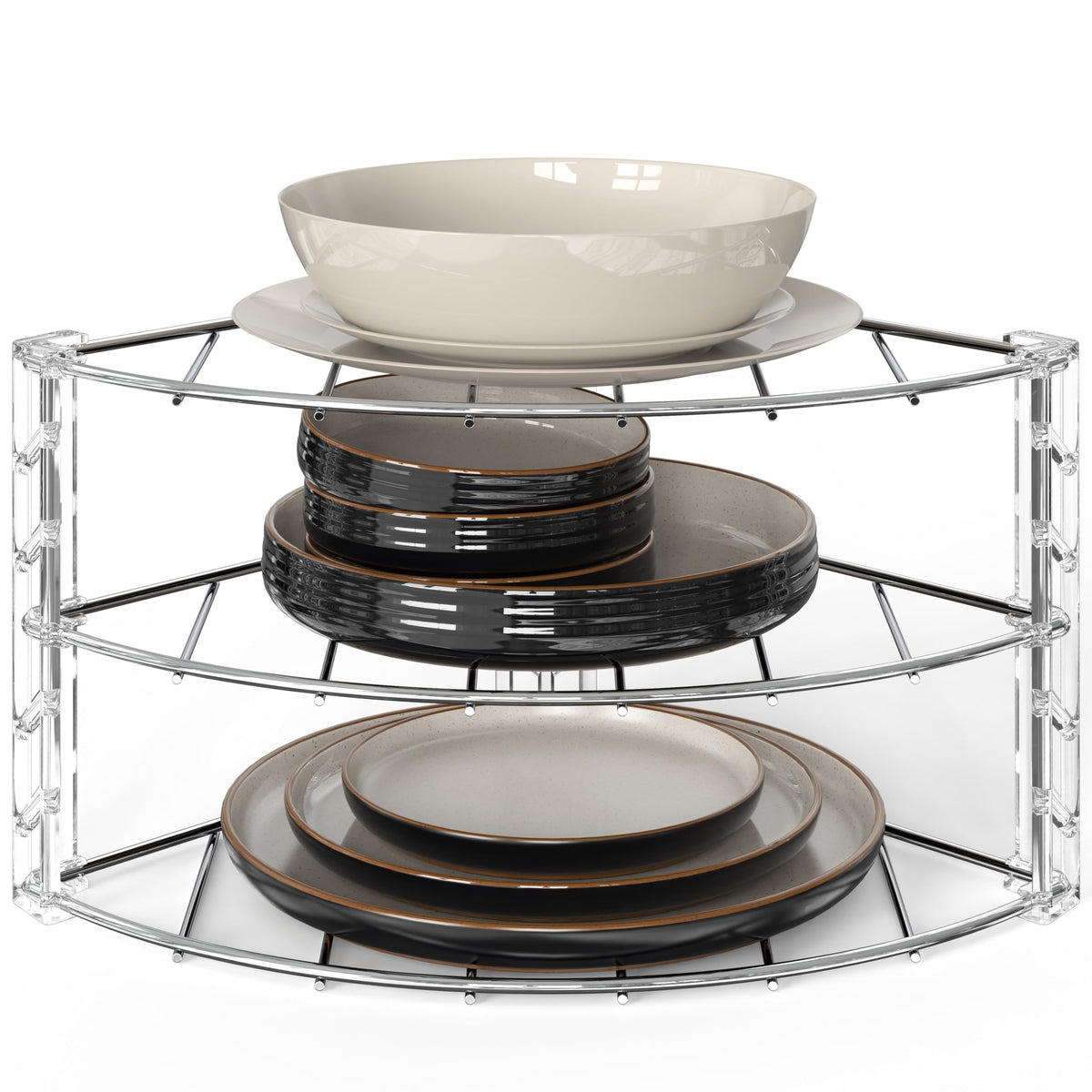 Deco Brothers 3-Tier Counter and Cabinet Corner Shelf Organizer, Chrome