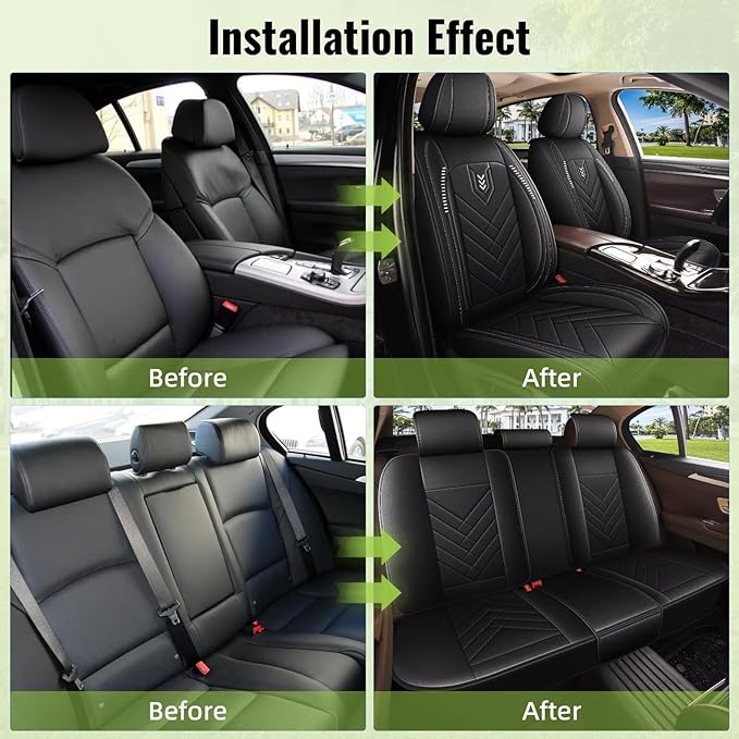 AOMSAZTO Car Seat Covers Full Set Fit for Ford Bronco Sport 2021-2025 2026 Faux Leather Waterproof Seat Covers Automotive Seat Cushion Protector(5 Seats, Black)