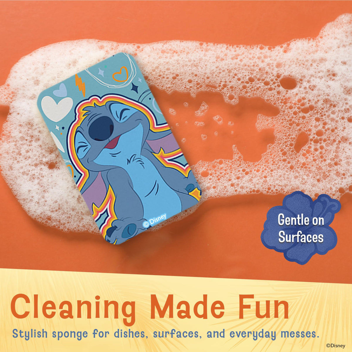 Disney Stitch Sink Drain Strainer, Dish Sponge & Silicone Sink Tray Set