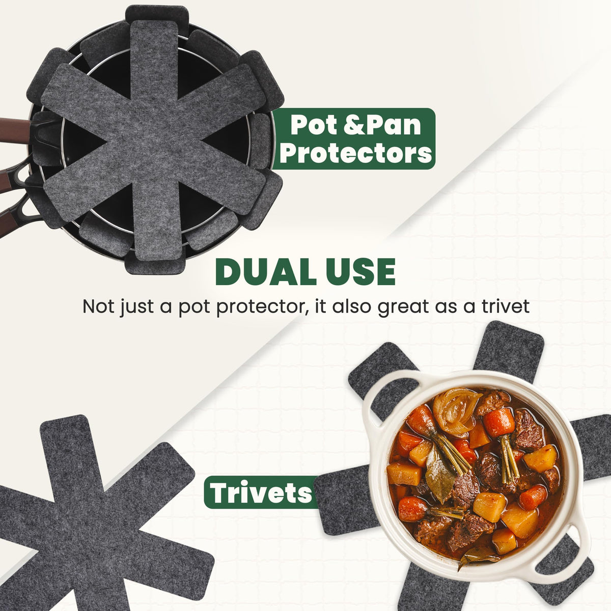 KITLAB Pot and Pan Protectors, Set of 12 and 4 Different Sizes