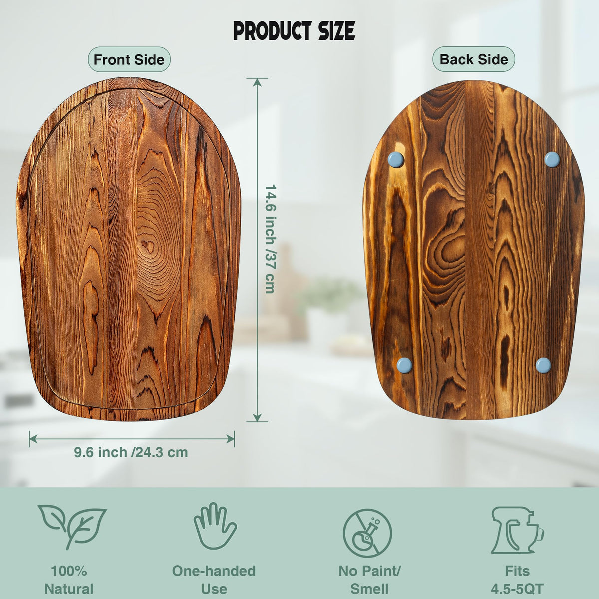 ENVTEK Pine Wood Mixer Slider Mat for KitchenAid 4.5‑5 Qt Tilt‑Head Stand Mixer, Brown