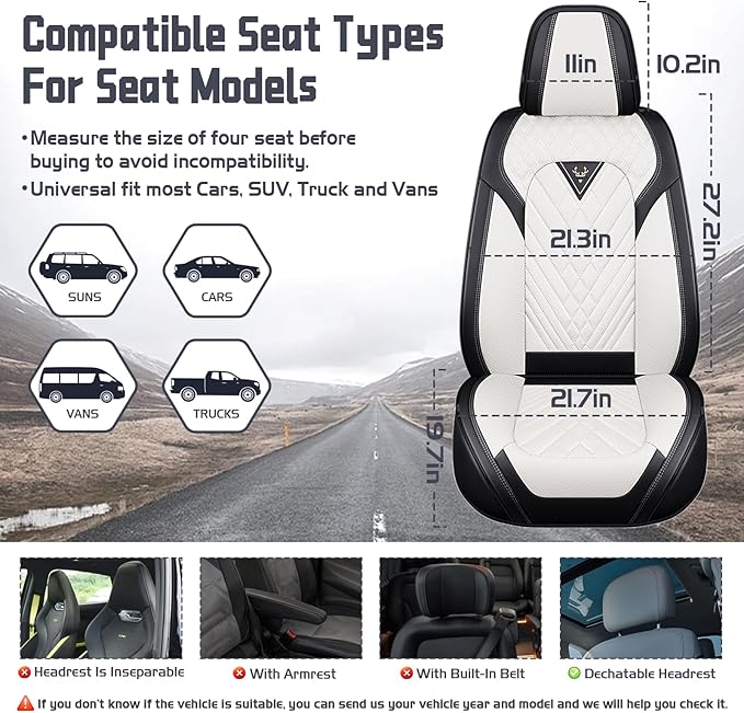 Truck Seat Covers for Toyota Tundra 2008-2026, Waterproof Premium Leather Full Coverage Car Seat Cover, Muscle Sport Style Auto Interior Seat Cover Sets (Full Set/Black White)
