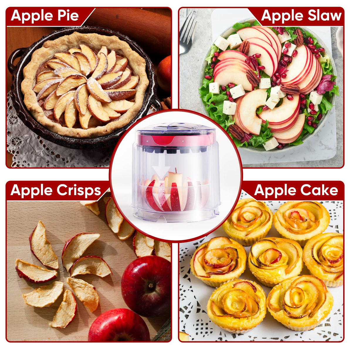 OOKUU 5.12-In Extra Large Apple Slicer Corer, 16-Blade Cutter