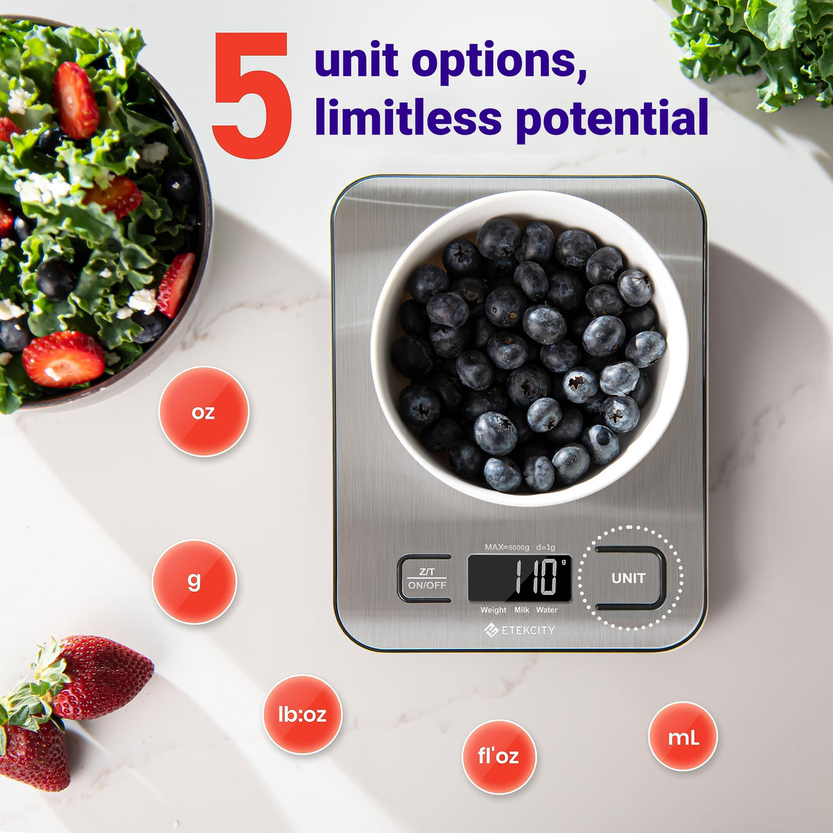 Etekcity Food Kitchen Scale, Digital Grams and Ounces, 11lb