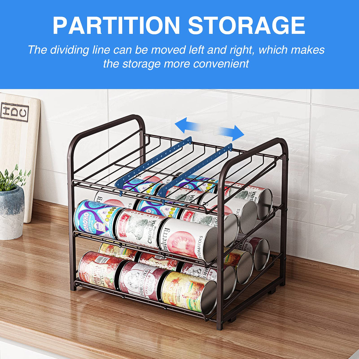 AIYAKA Can Rack Organizer,3 Tier Stackable Can Storage Dispenser,Bronze