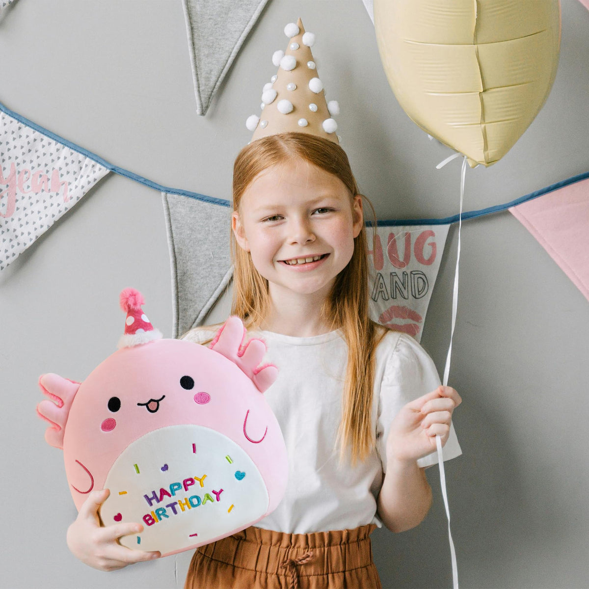 Gudisi Axolotl Plush Adorable Axolotl Stuffed Animals Soft Birthday Gift Axolotl Plushies Pillow for Kids Boys Girls Pink 8 inch