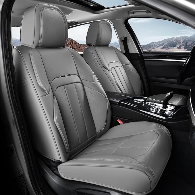 Coverado Seat Covers, Car Front Seat Covers with Backrest, Nappa Leather Car Seat Protectors,Waterproof &Breathable,Anti-Slip Automotive Seat Cushion, Universal Fit for Most Vehicles,2Pcs Black