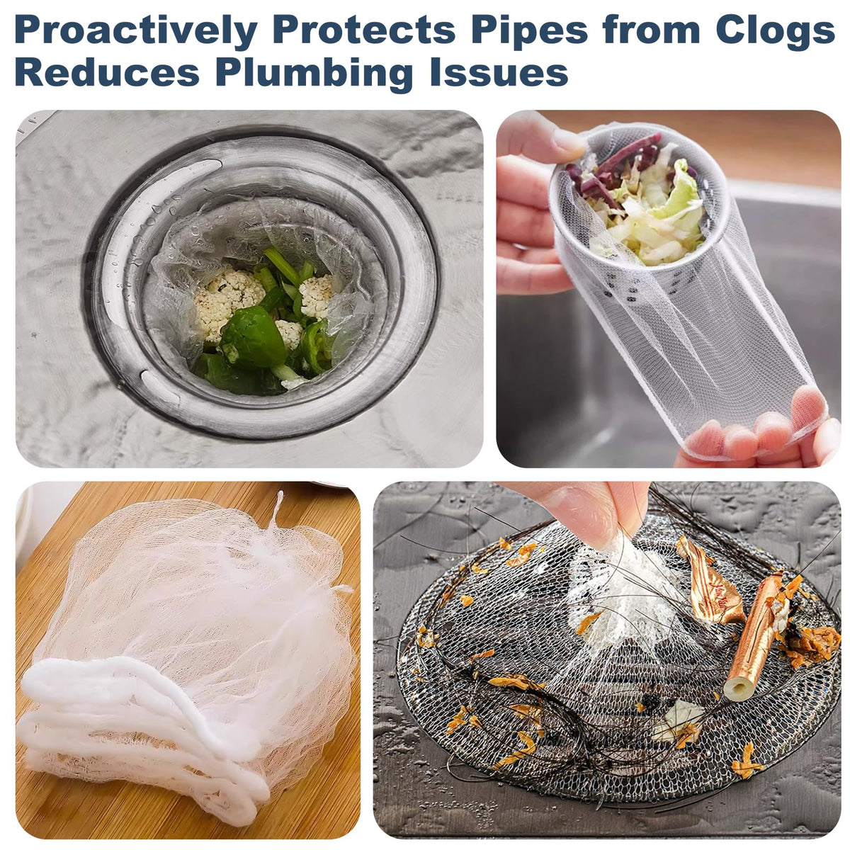 Nuvahome Disposable Sink Drain Strainer: 200Pack Sourdough Mesh Cover
