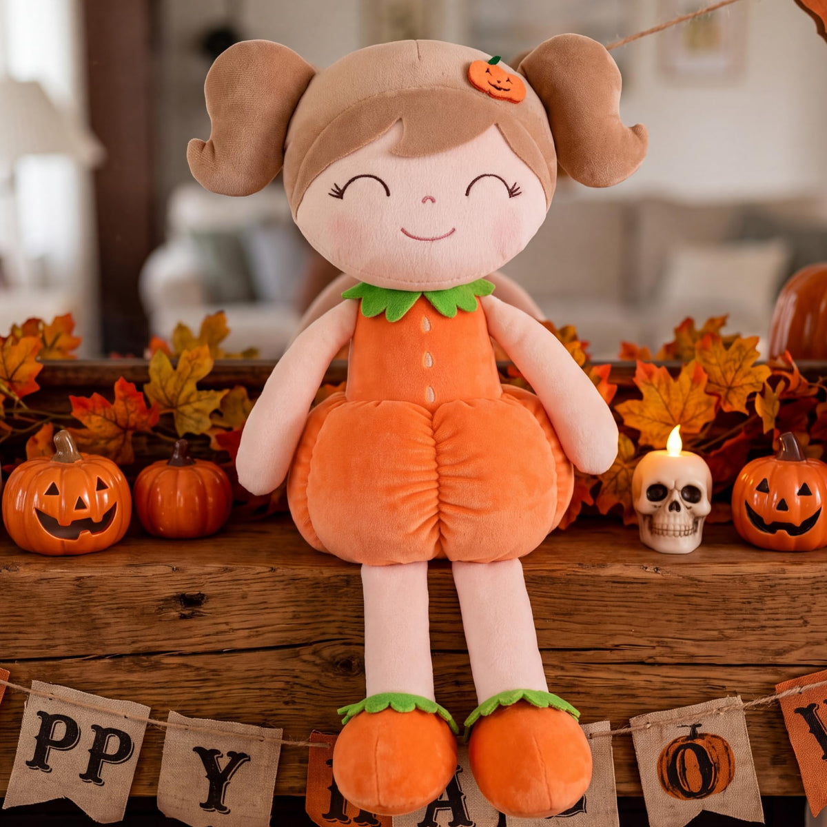 Halloween Plush Toy, Trick-or-Treat Gift, Pumpkin Doll, Keychain, Gift Bag