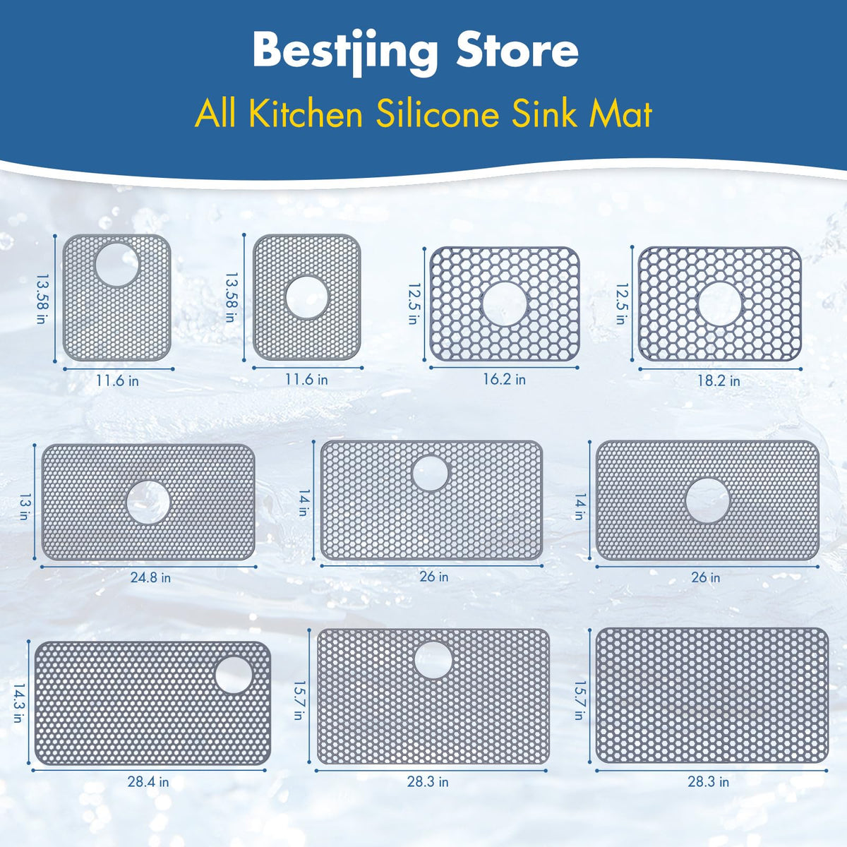 Bestjing Silicone Sink Protectors for Kitchen Sink-26"x 14" Center Drain
