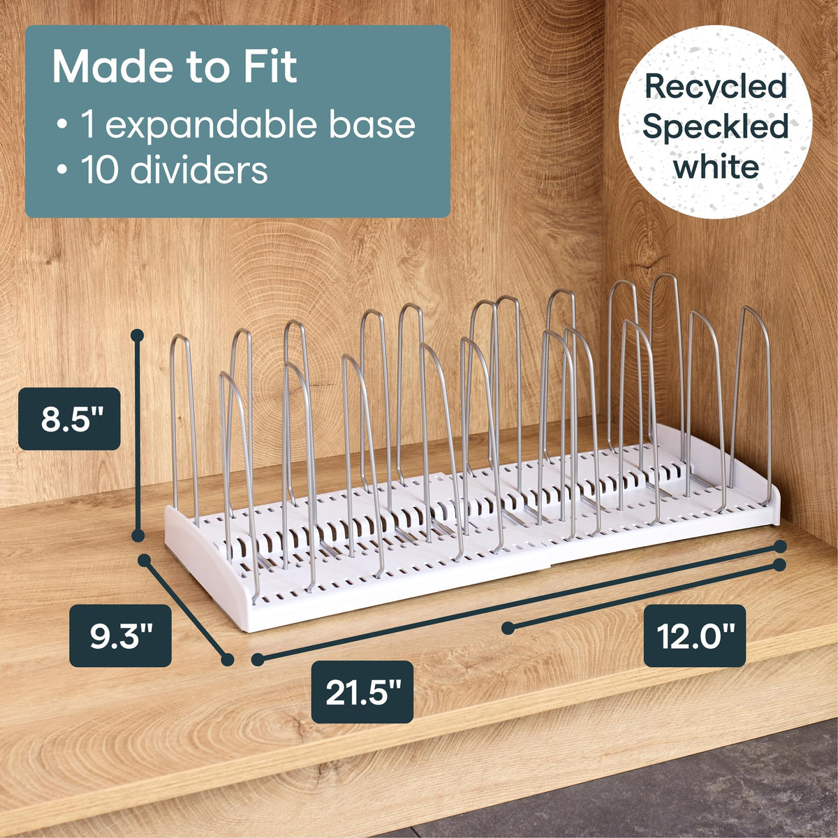 YouCopia StoreMore Expandable Cookware Rack with Tall Steel Wires, 12.5"-21.5" Wide Adjustable Pan Organizer for Kitchen Cabinet Storage, Premium Edition