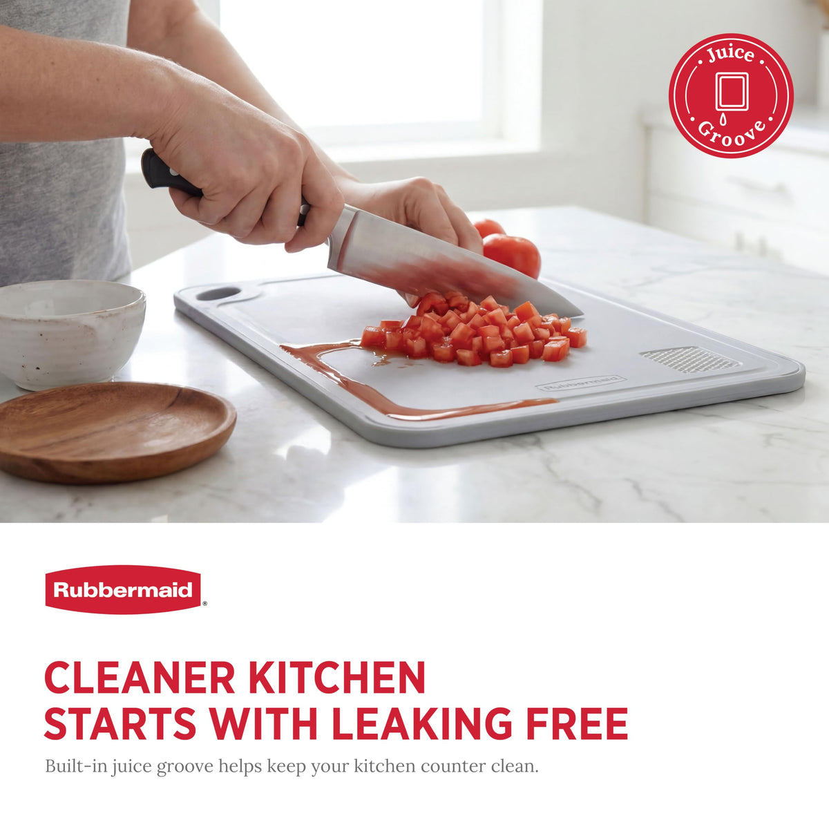 Rubbermaid Stainless Steel Cutting Board, Dishwasher Safe Double Sided Cutting Boards for Kitchen | BPA Free Non Toxic Chopping Board for Meat, Veggies & Fruits | Wheat Fiber & Steel Cutting Board