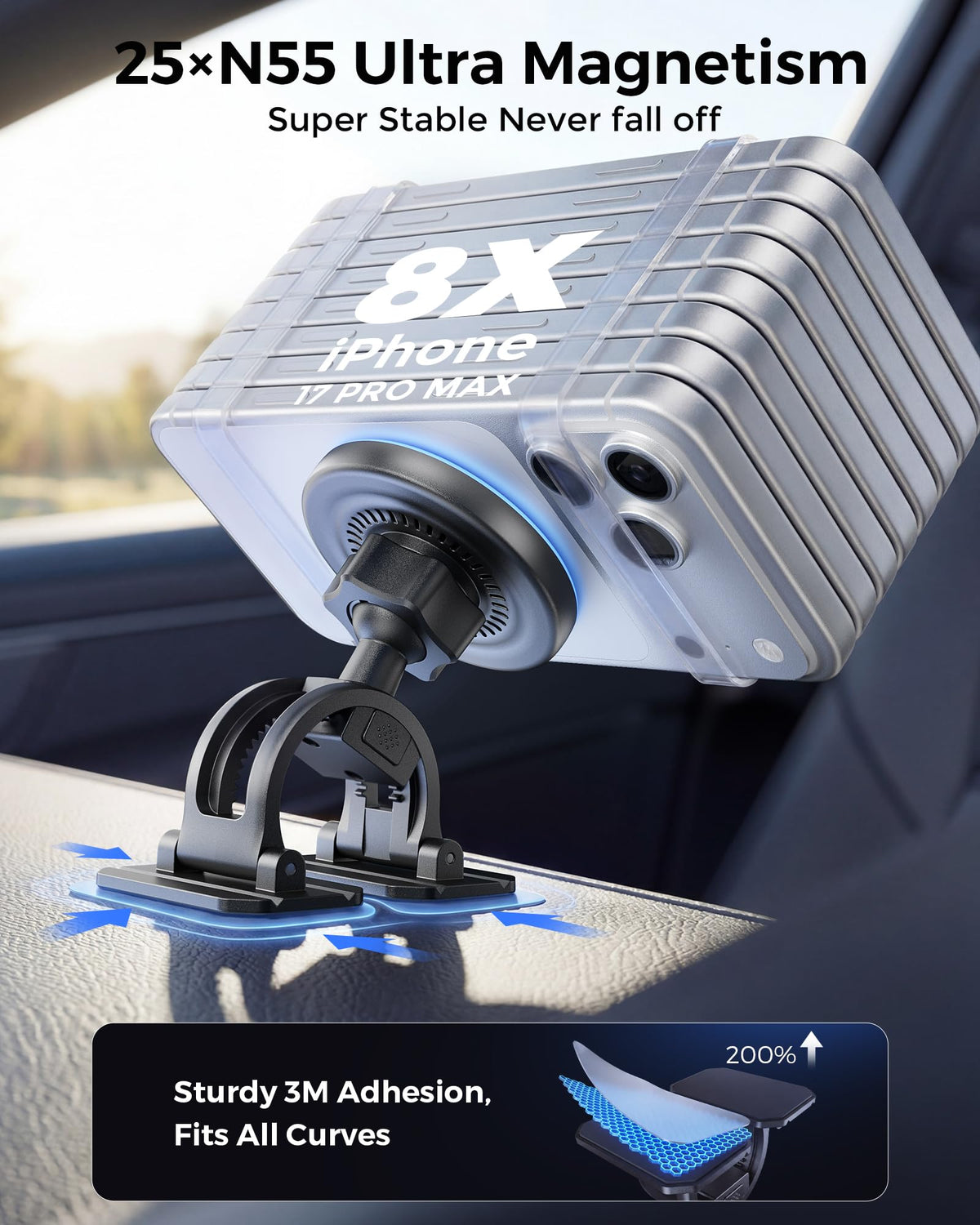 Estbuc 2-in-1 15W Magsafe Car Mount Charger, Magnetic Wireless Car Charger