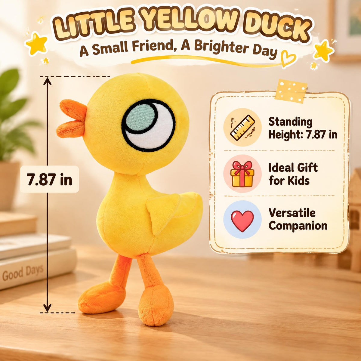 Little Yellow Duck Plush, Pigeon Books Series Soft Stuffed Duckling