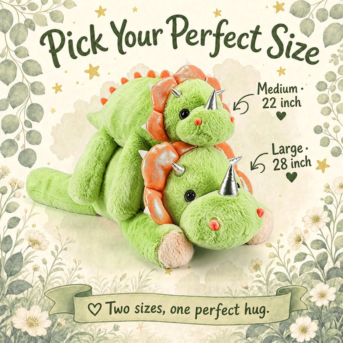 gnomantic Dinosaur Weighted Stuffed Animals, Plush Pillow for Kids