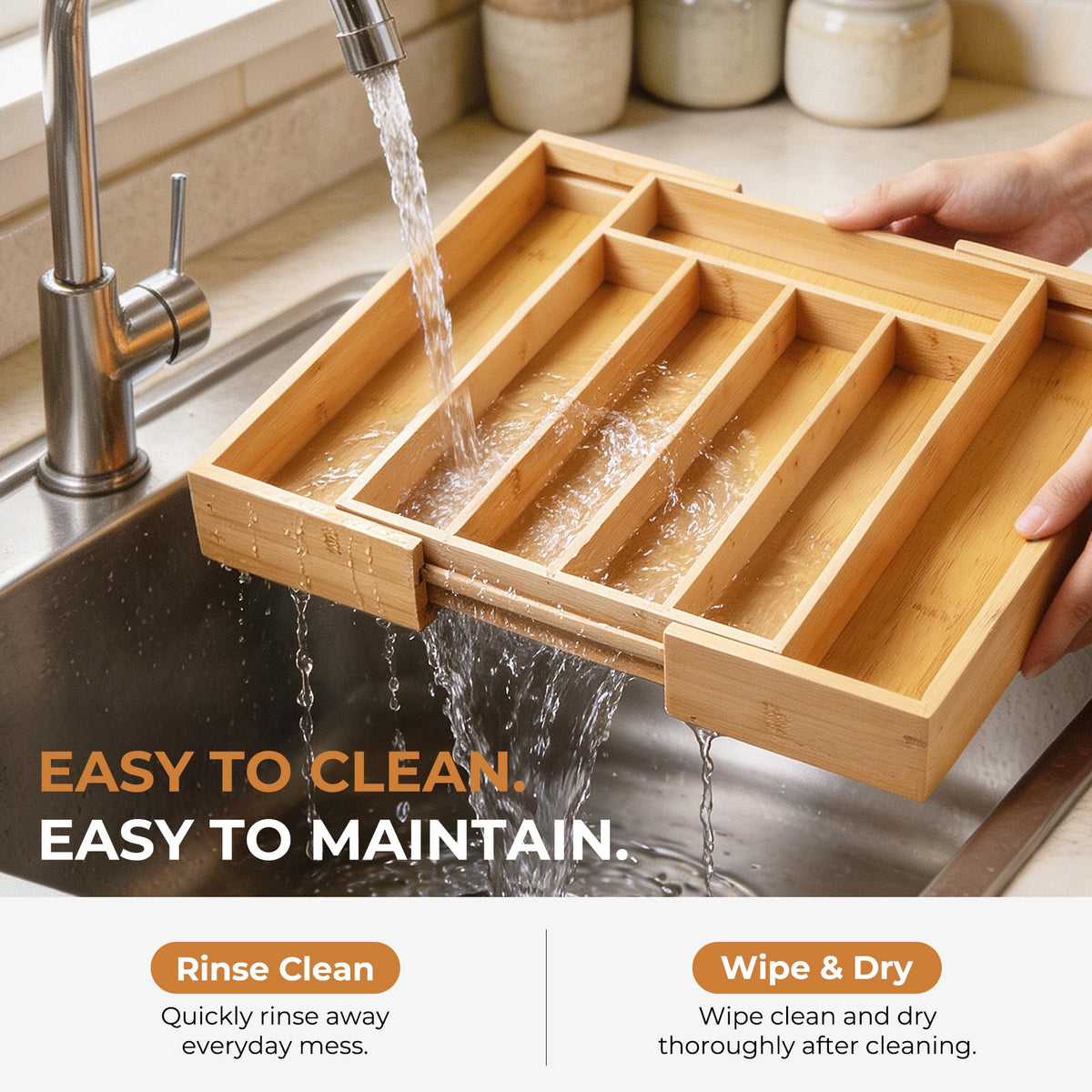 Bellsal Silverware Organizer Kitchen Drawer Organizer Expandable Bamboo Utensil Holder Cutlery Tray for Kitchen Utensil and Flatware Bedroom Office
