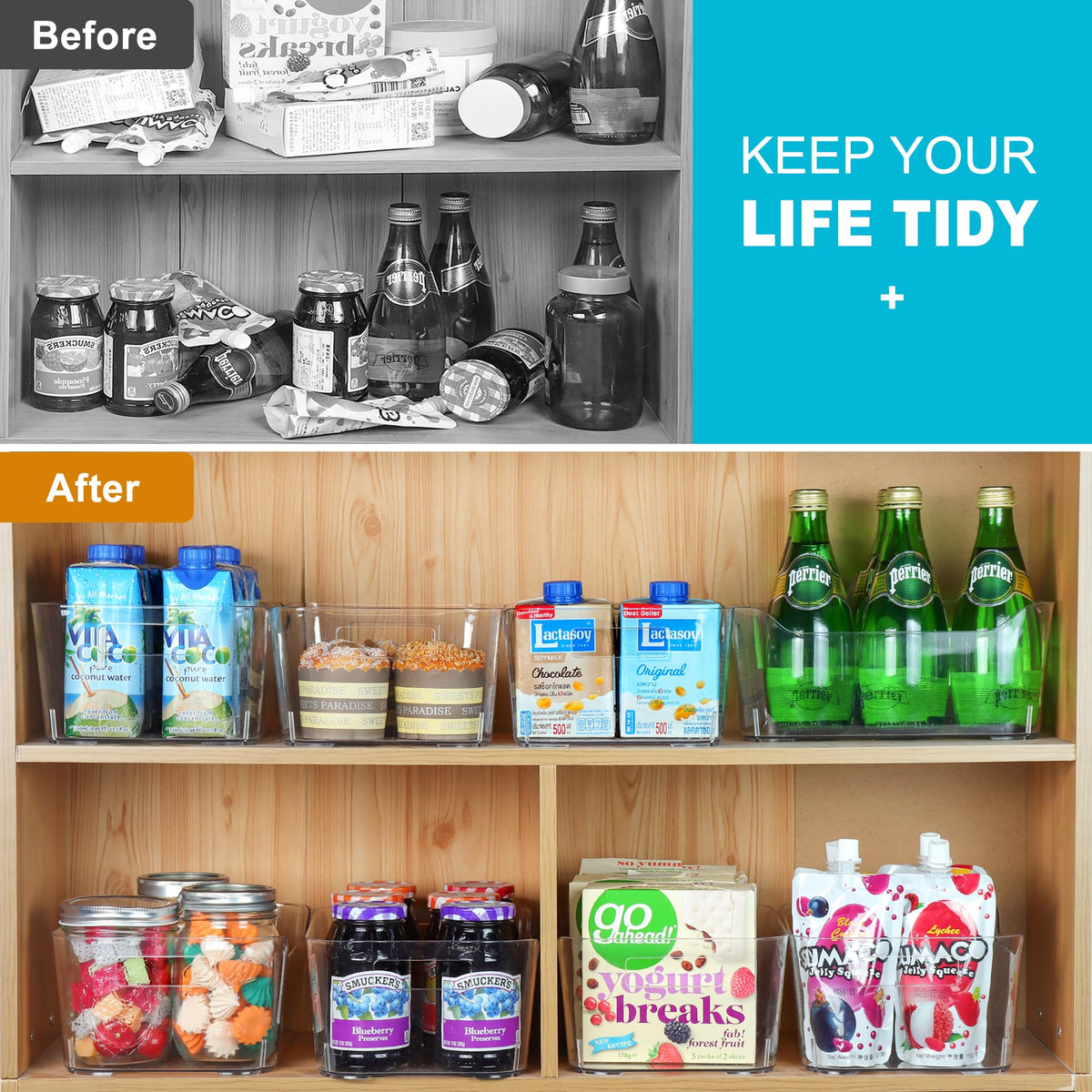 Heyuzb Pantry Organizers Storage, Clear Storage Organizer Bins 12 PACK