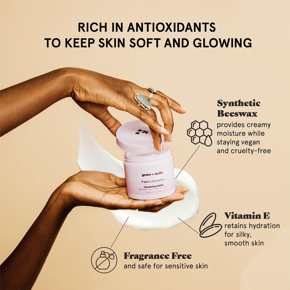 grace & stella Makeup Remover Cleansing Balm - Hydrating Facial Cleanser