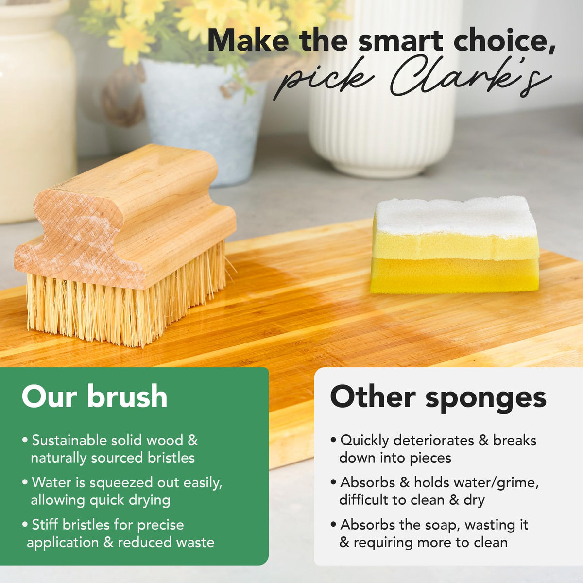CLARK'S Cutting Board Oil & Wax Brush with Maple Wood Handle - Large
